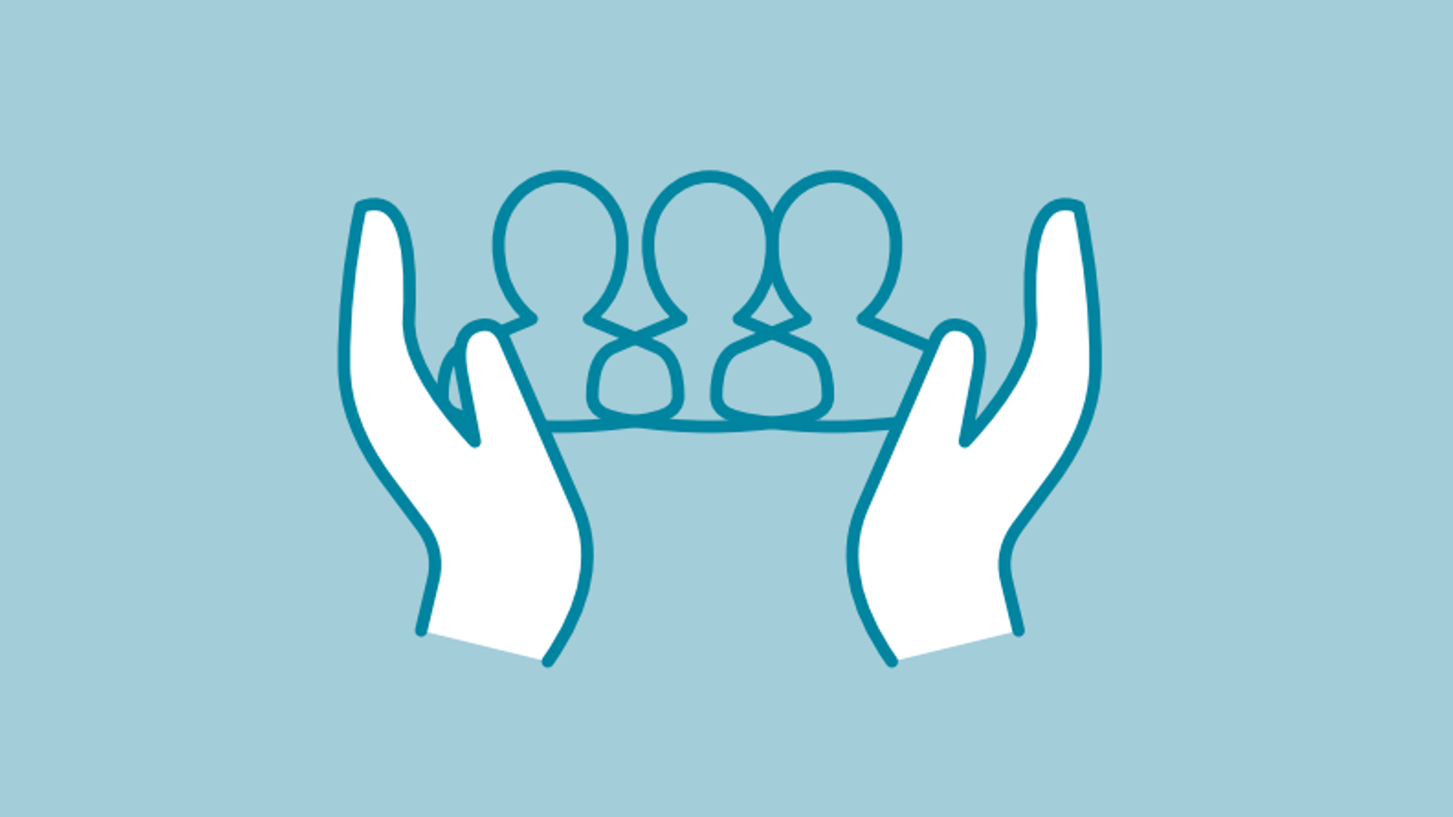 Icon of hands holding group of people together