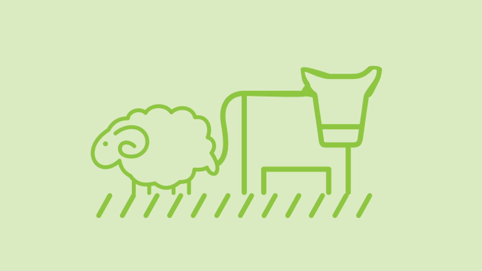 Icon of sheep and cow on pasture